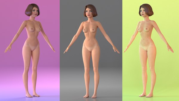Modelo D Dibujos Animados Mujeres Desnudas T Pose Turbosquid My Xxx