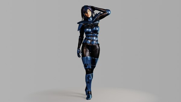 Sci Fi Woman In Blue Metallic Costume Pbr D Turbosquid