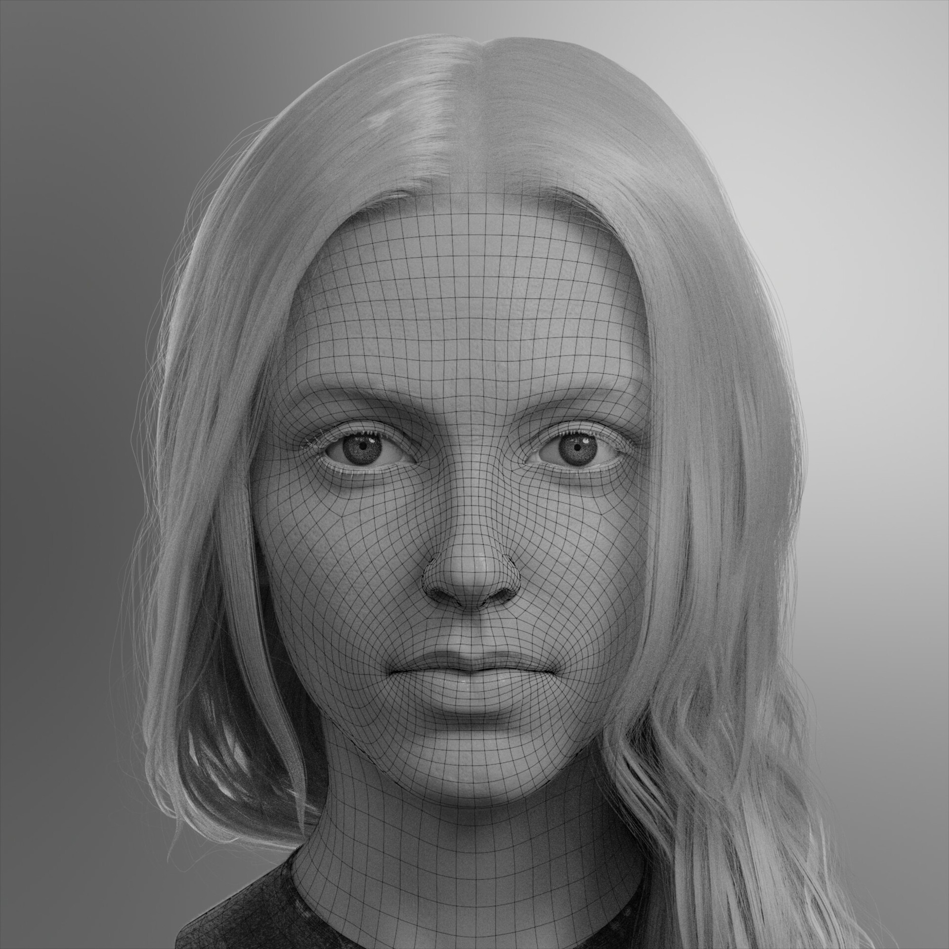 modèle 3D de Tête de femme réaliste Blender 2 9 Tête yeux Cheveux