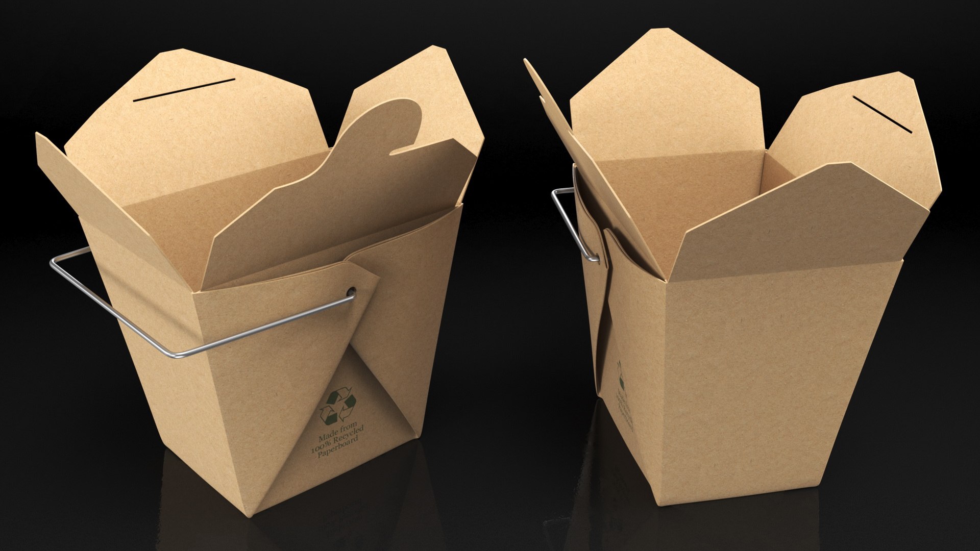 D Model Kraft Paper Take Out Food Container Oz Opened Turbosquid