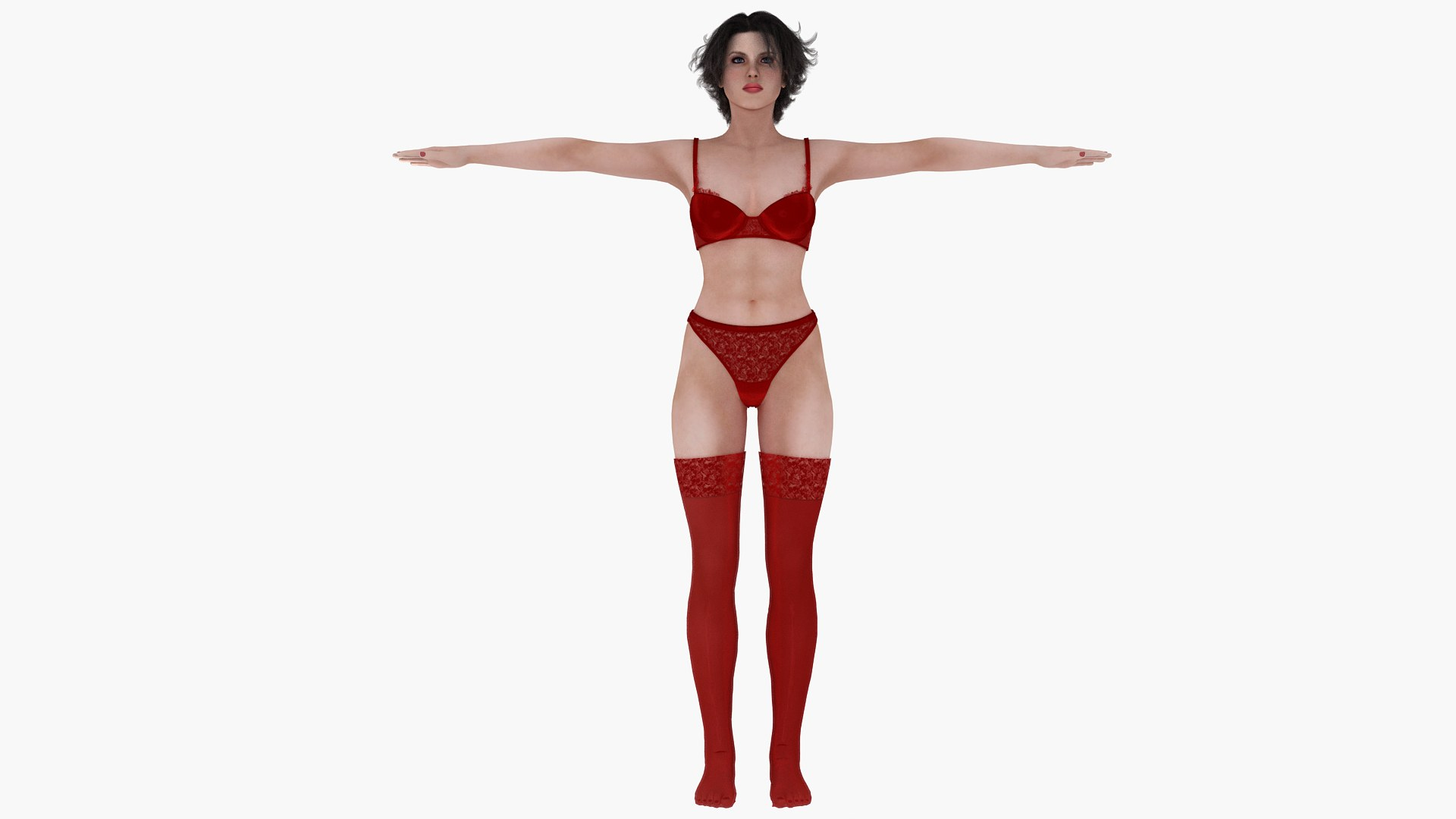 3D Model Woman In Red Lingerie TurboSquid 1899228