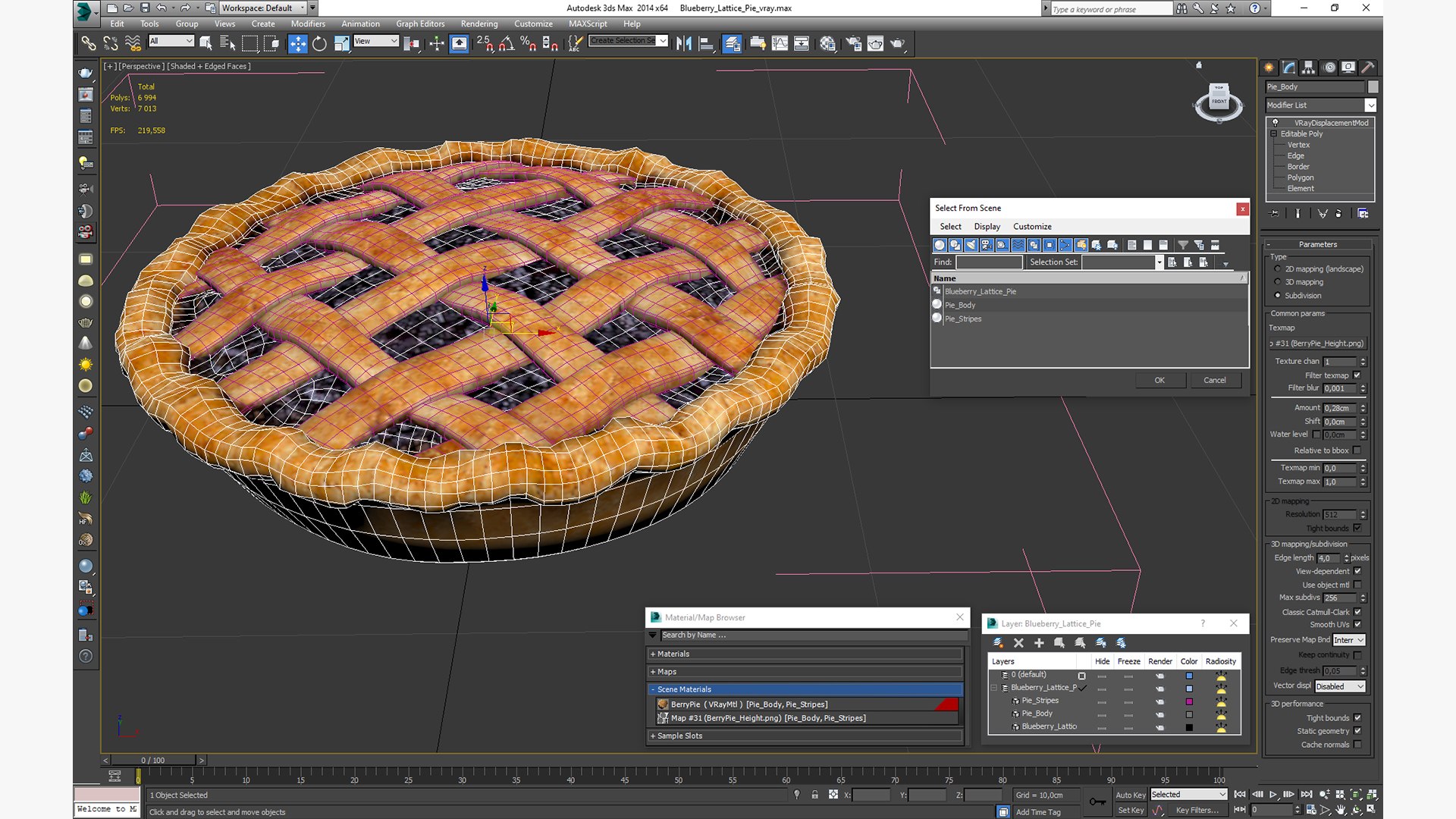 Blueberry Lattice Pie 3D TurboSquid 1914073