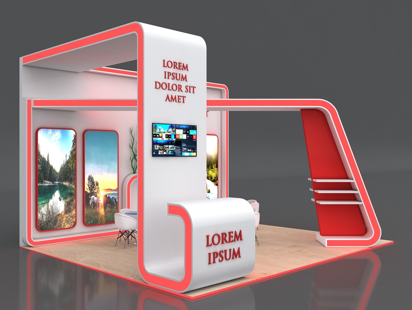 D Booth Exhibition Stand Stall X M Height Cm Side Open Model