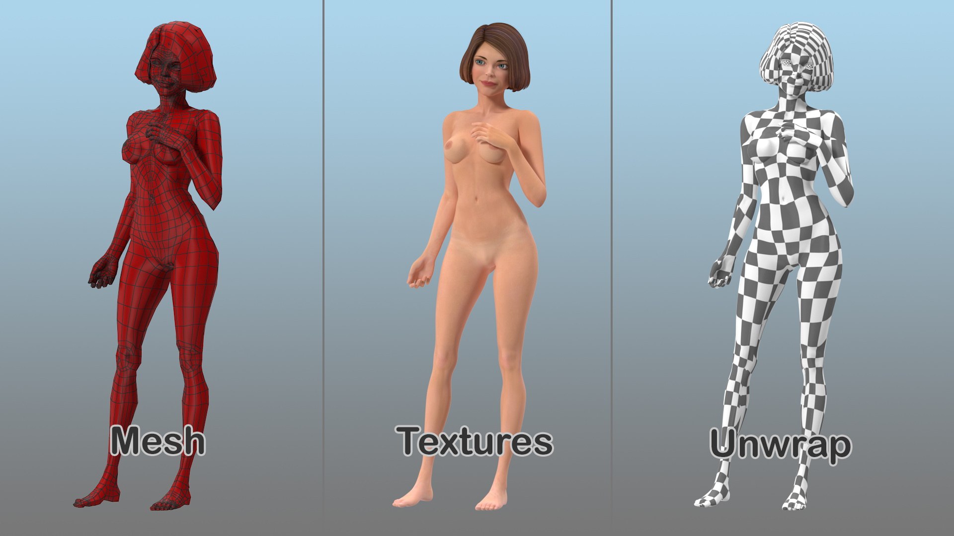 D Nude Woman Standing Pose Turbosquid