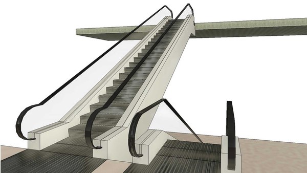 modelo 3d Familia Revit de escaleras mecánicas paramétricas de dos