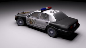 Police CarLow Poly Hand Painted