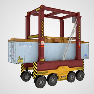 Straddle Carrier Red and Container