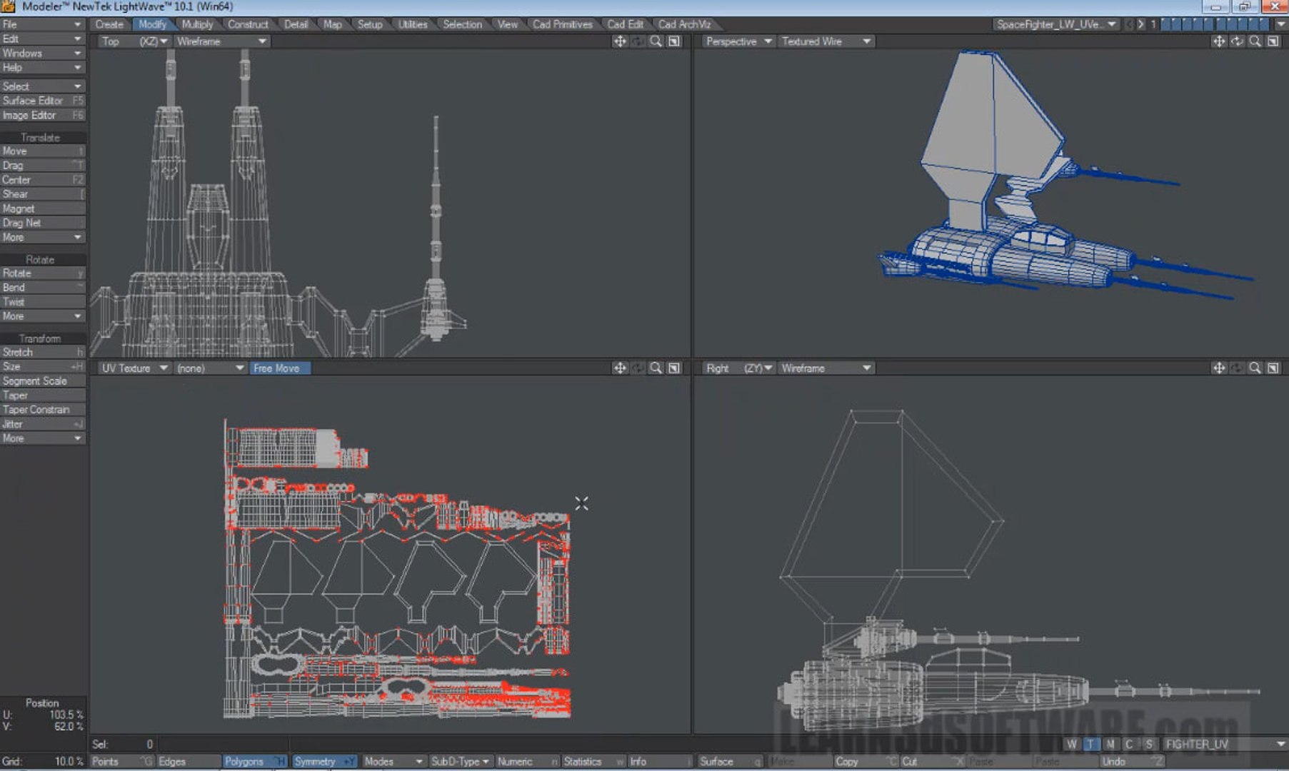 3D Coat 3.7 for Lightwave Users- UV Mapping a Starfighter-Quick Method ...