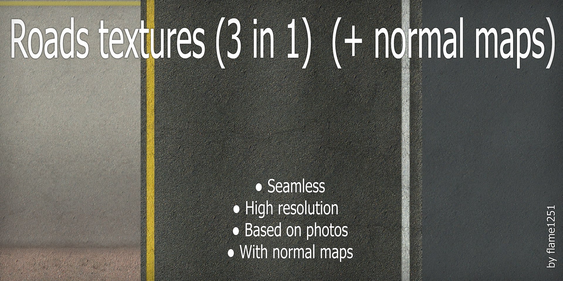 Texture Rute Maps Roads textures (3 in 1) (+ normal maps) - TurboSquid 833587