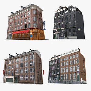 Photorealistic Amsterdam Buildings City Set 5