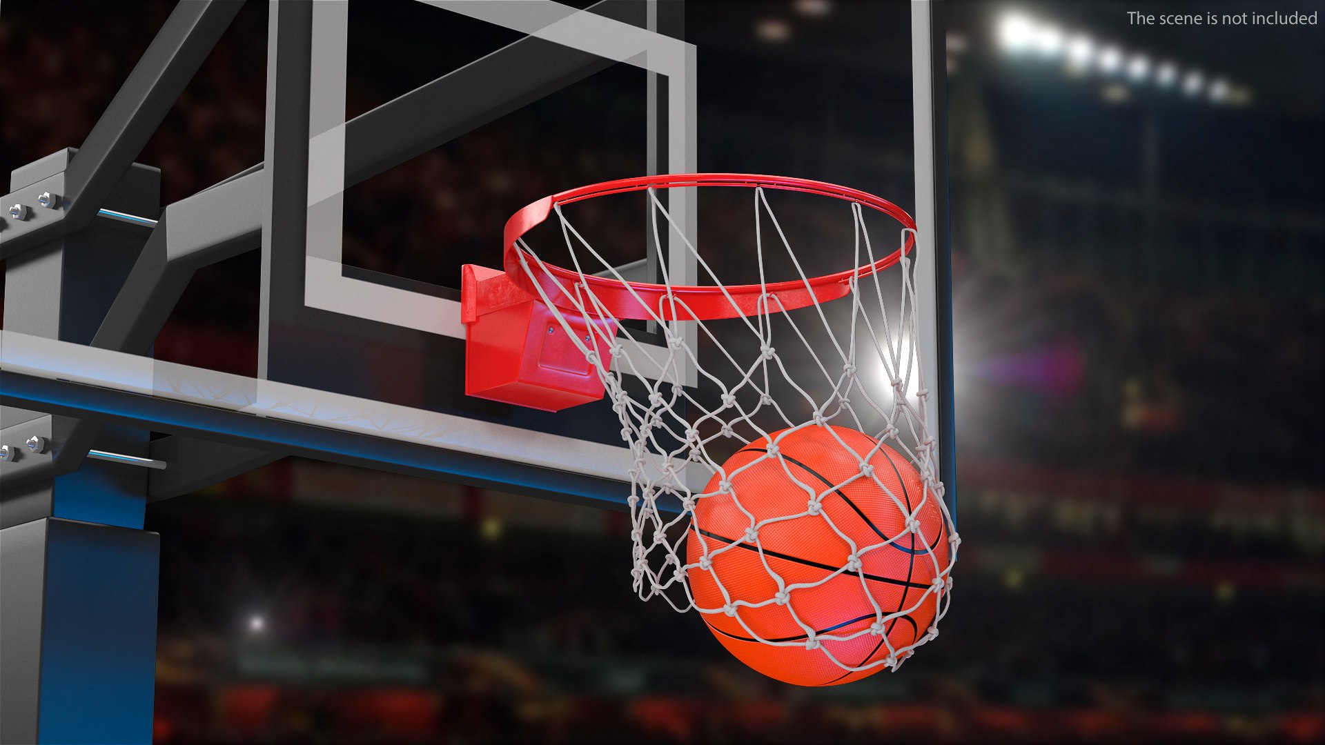 Animated Basketball Falls Through the Net 3D model preview