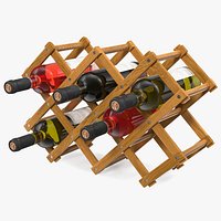 Foldable Wooden Rack with Wine Bottles