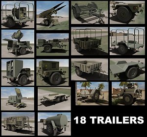 3d model 18 military trailer