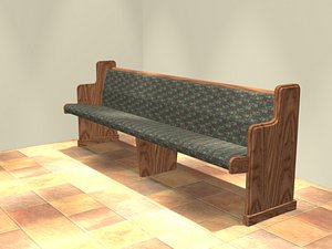 3d church pew model
