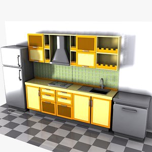 cartoon kitchen interior 3d model