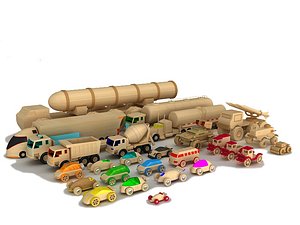 Wooden cars and trucks collection