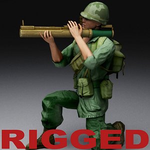 3ds max vietnam war soldier rigged biped