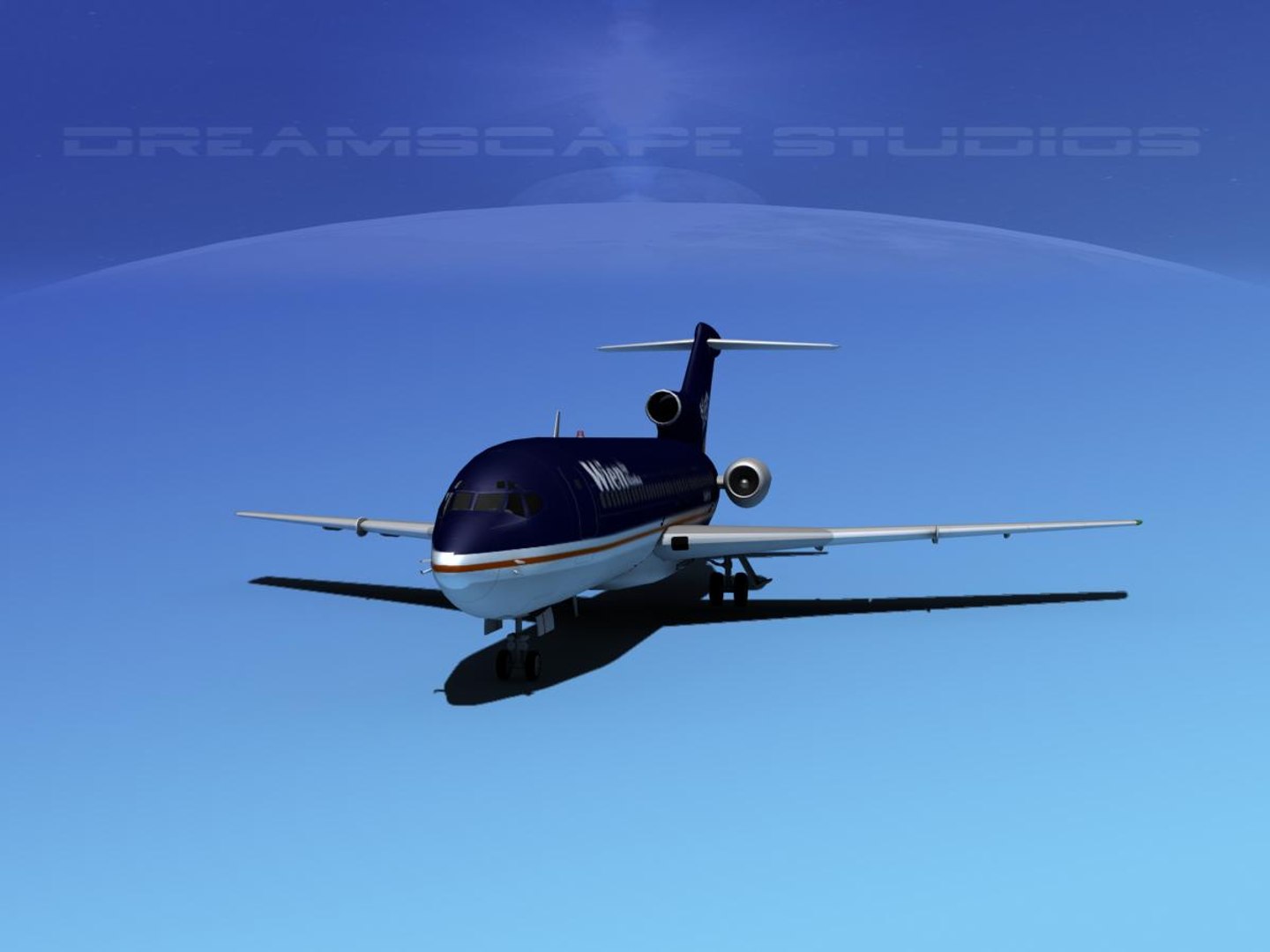 3d Airline Boeing 727 727-100 Model
