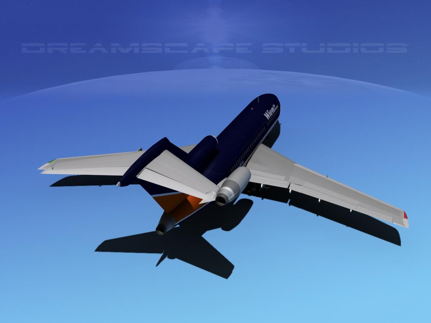 3d Airline Boeing 727 727-100 Model