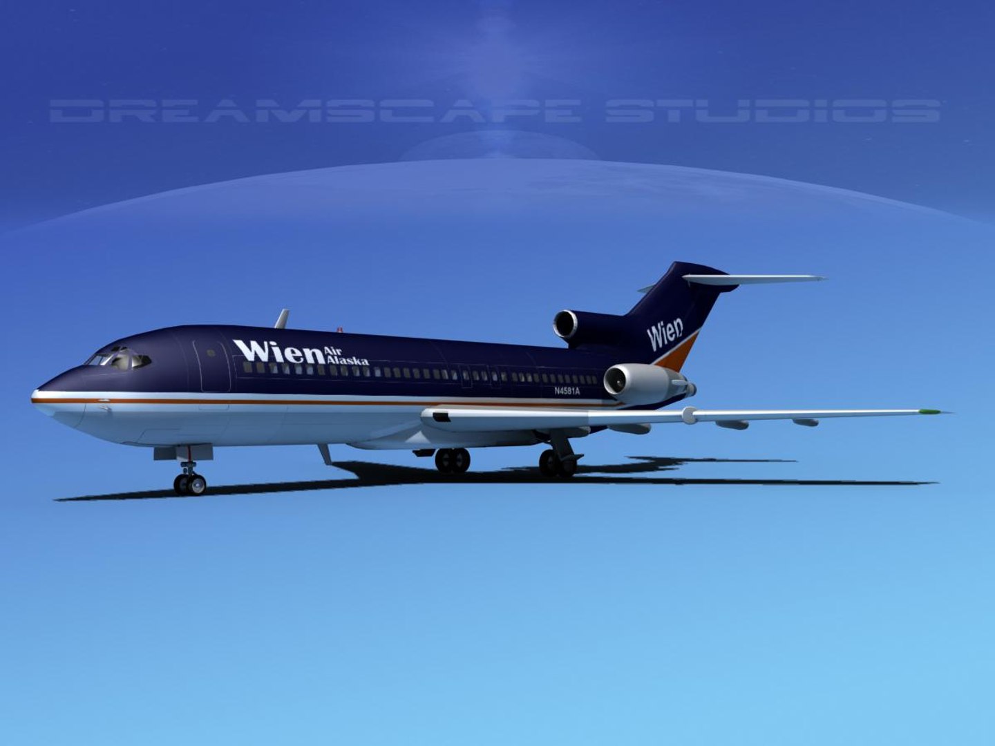 3d Airline Boeing 727 727-100 Model