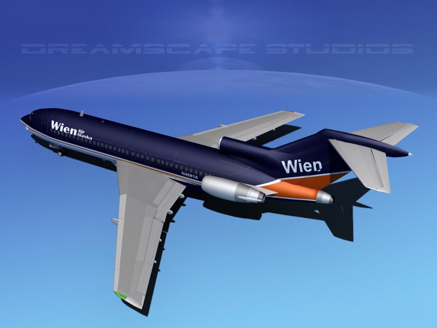 3d Airline Boeing 727 727-100 Model