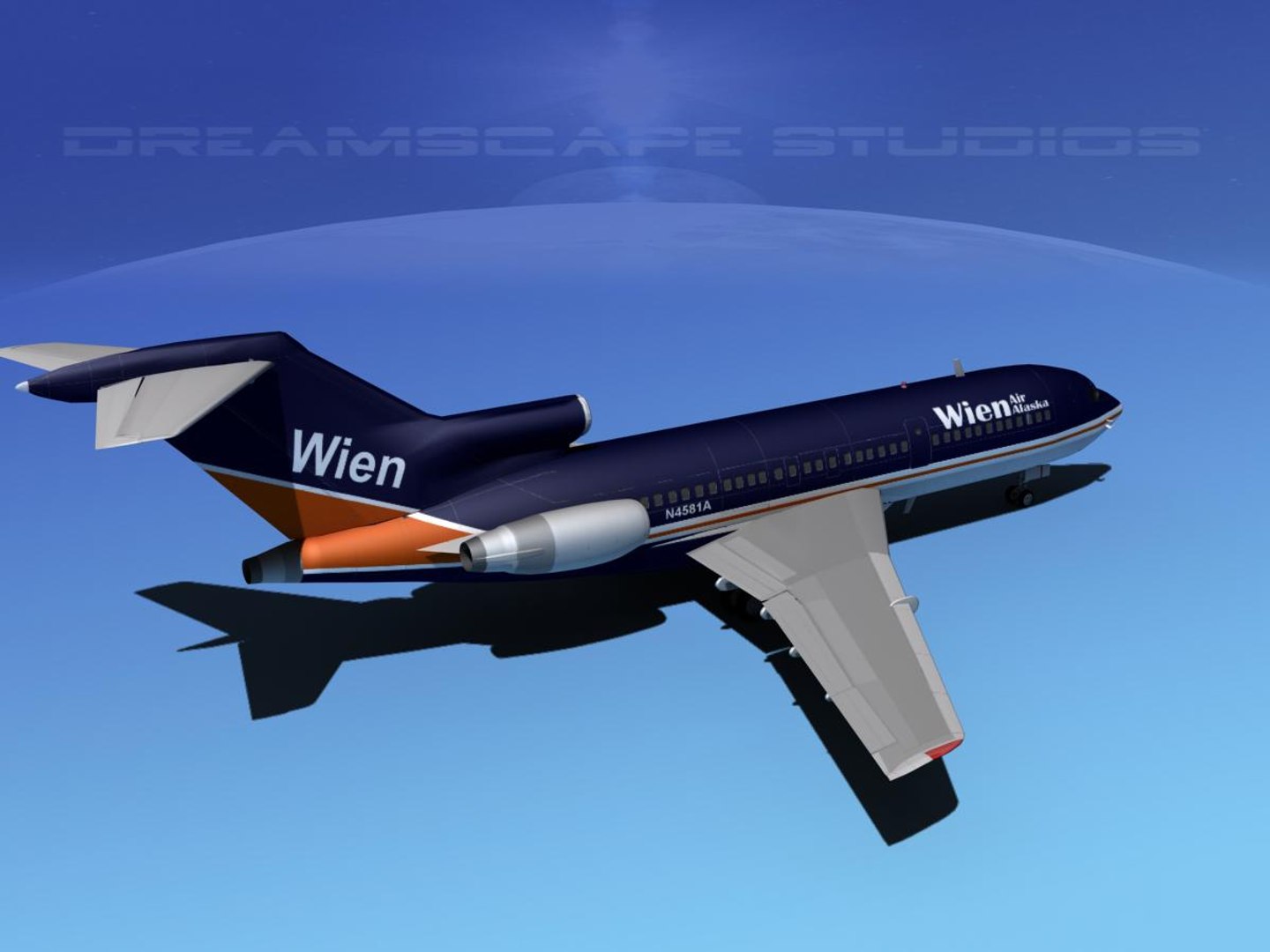 3d Airline Boeing 727 727-100 Model