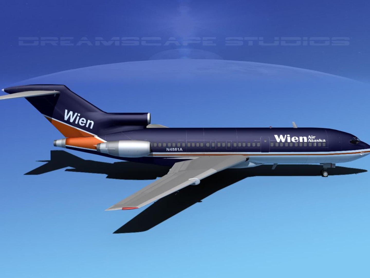 3d Airline Boeing 727 727-100 Model