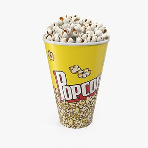 3D paper popcorn cup popped model