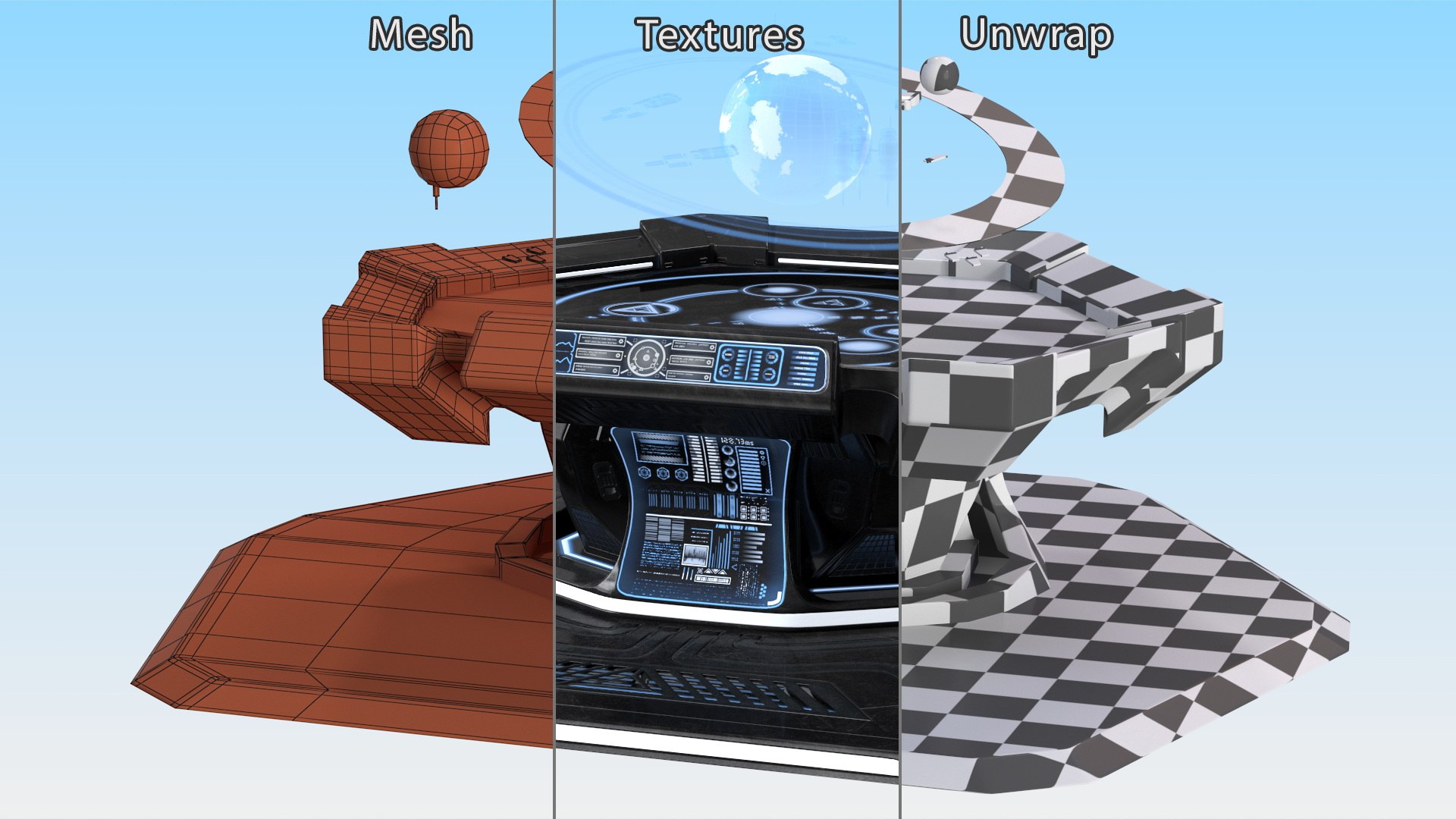 3D Black Sci-fi Command Center Table https://p.turbosquid.com/ts-thumb/01/HZfnol/HR/blackscificommandcentertable3dsmodel023/jpg/1694243200/1920x1080/fit_q87/948aa3c886dd0b99b2a9b3133de40f99b6e25fb8/blackscificommandcentertable3dsmodel023.jpg