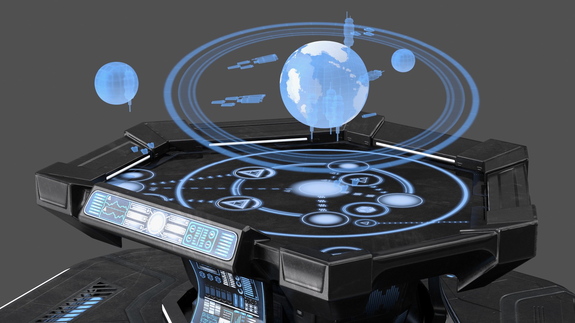 3D Black Sci-fi Command Center Table - TurboSquid 2123589