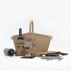 3d realistic picnic basket model