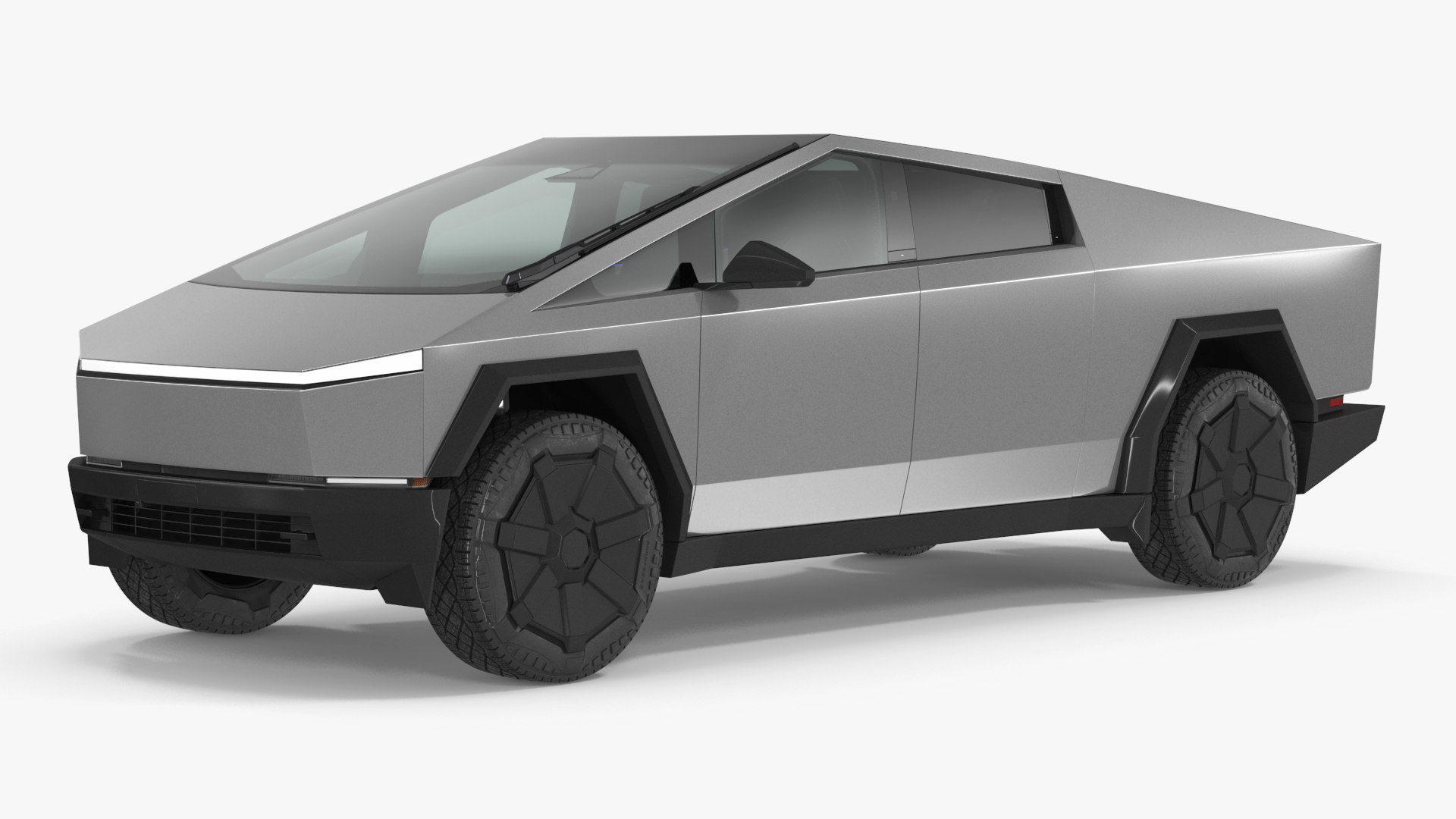 Futuristic Electric Truck Tesla 2024 Silver Lights On 3D model preview