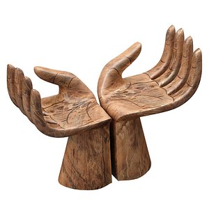 3D Wooden chair sculpture hand of Buddha God