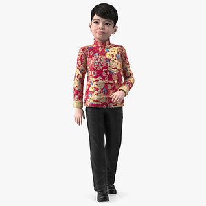 Chinese Boy Dragon Silk Costume model
