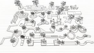 3D Modern Landscape Chair Outdoor Seating for Public Parks and Gardens