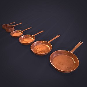 Copper Pans 3D model