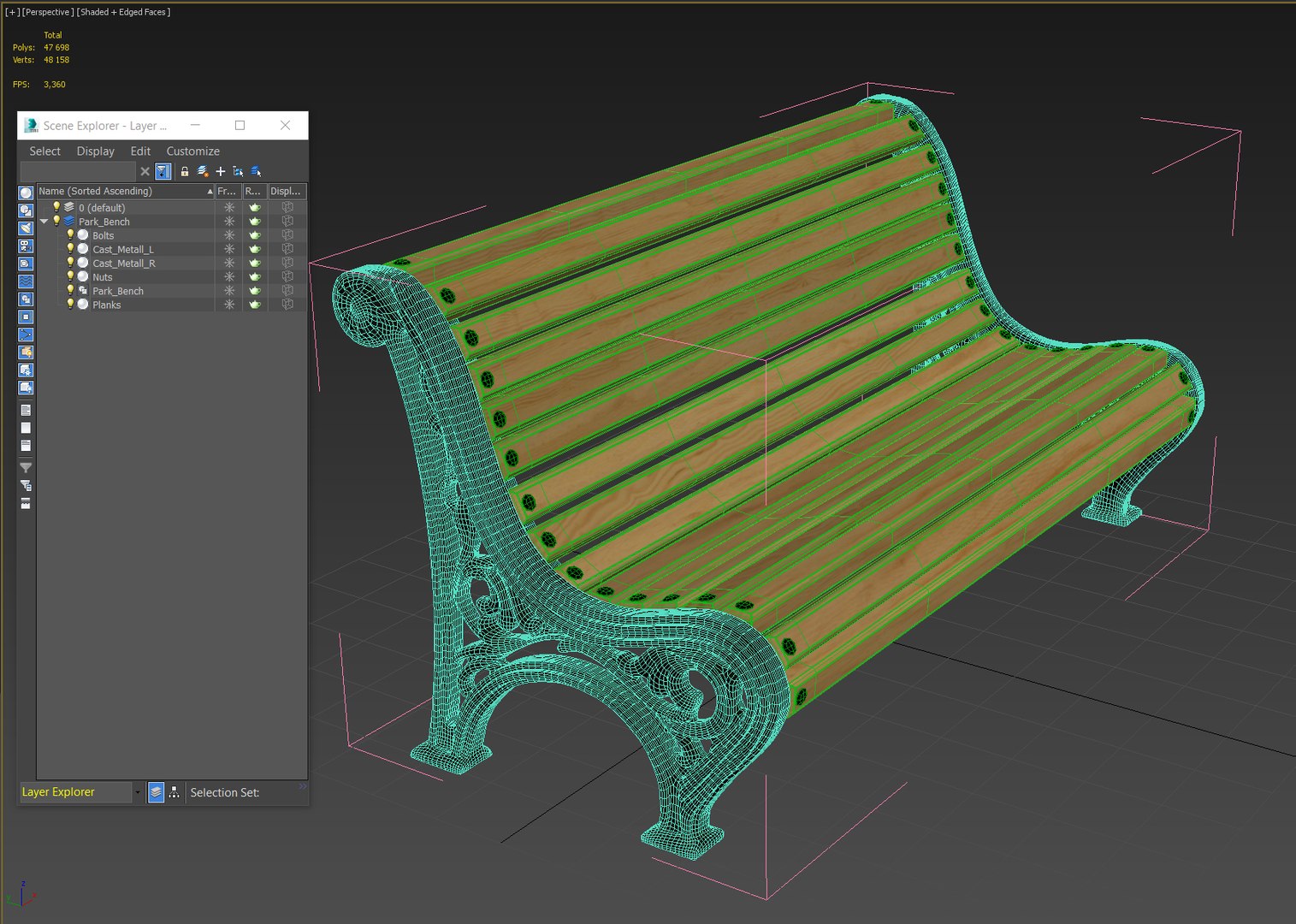 Park bench 3D model - TurboSquid 1404350