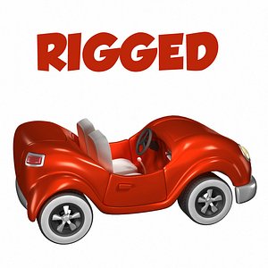 cartoon car red rigged
