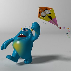 Cartoon Blue Monster Rigged
