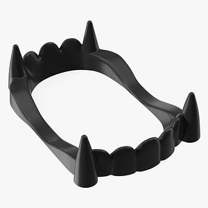 Plastic Vampire Teeth Black Rigged for Maya 3D model