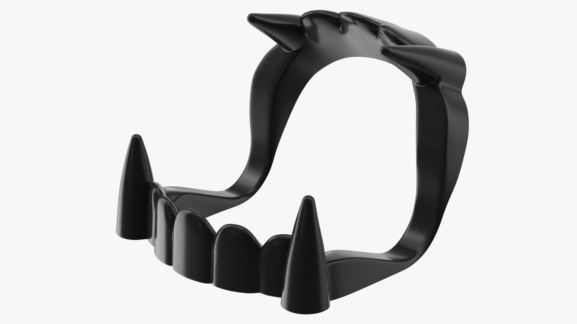 Plastic Vampire Teeth Black Rigged for Maya 3D model preview