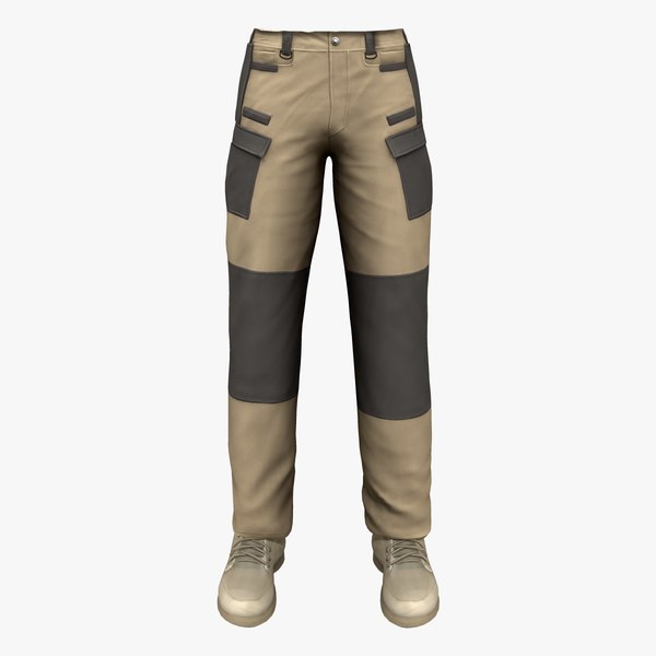 Men Multi Pockets Tactical Cargo Military Pants With Boots 3D model