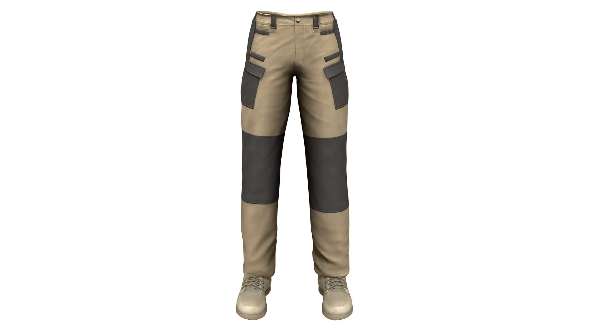 Men Multi Pockets Tactical Cargo Military Pants With Boots 3D Model