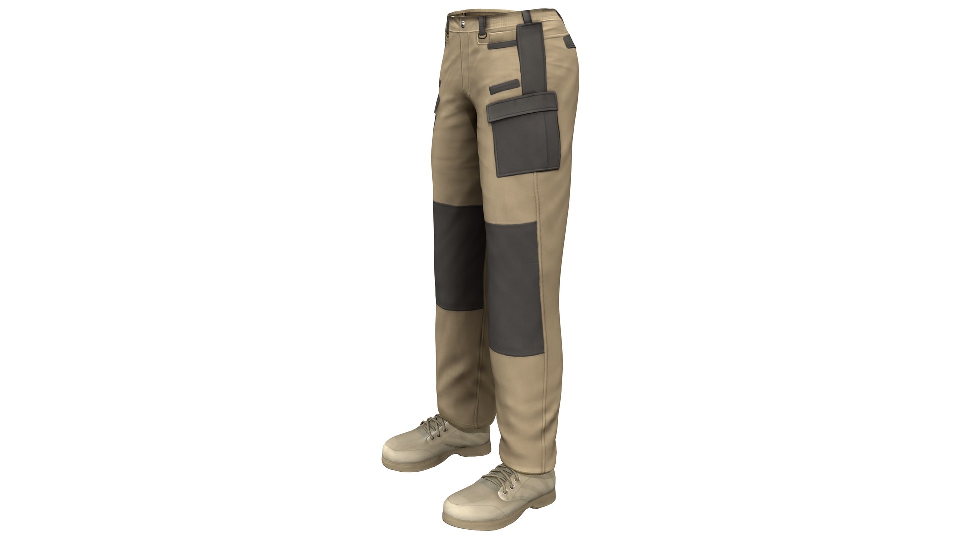 Men Multi Pockets Tactical Cargo Military Pants With Boots 3D Model