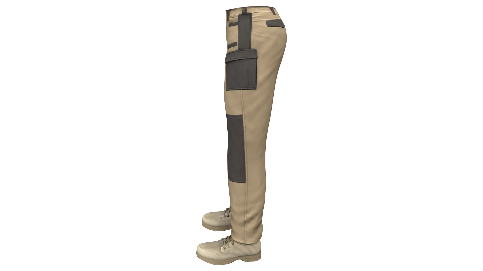 Men Multi Pockets Tactical Cargo Military Pants With Boots 3D Model