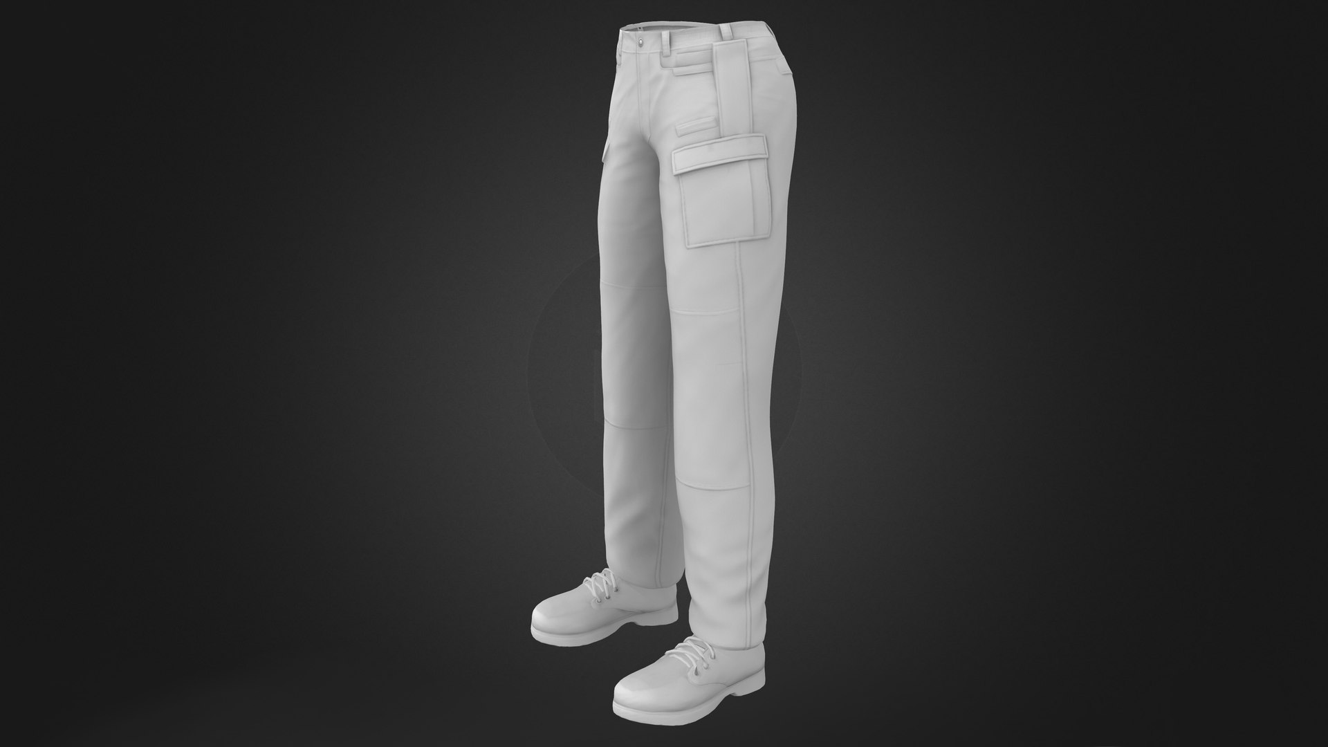 Men Multi Pockets Tactical Cargo Military Pants With Boots 3D Model