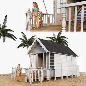 Beach Hut on Sea Shore