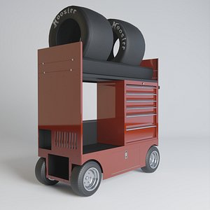 Tire Rack Cart With Drawers PBR model