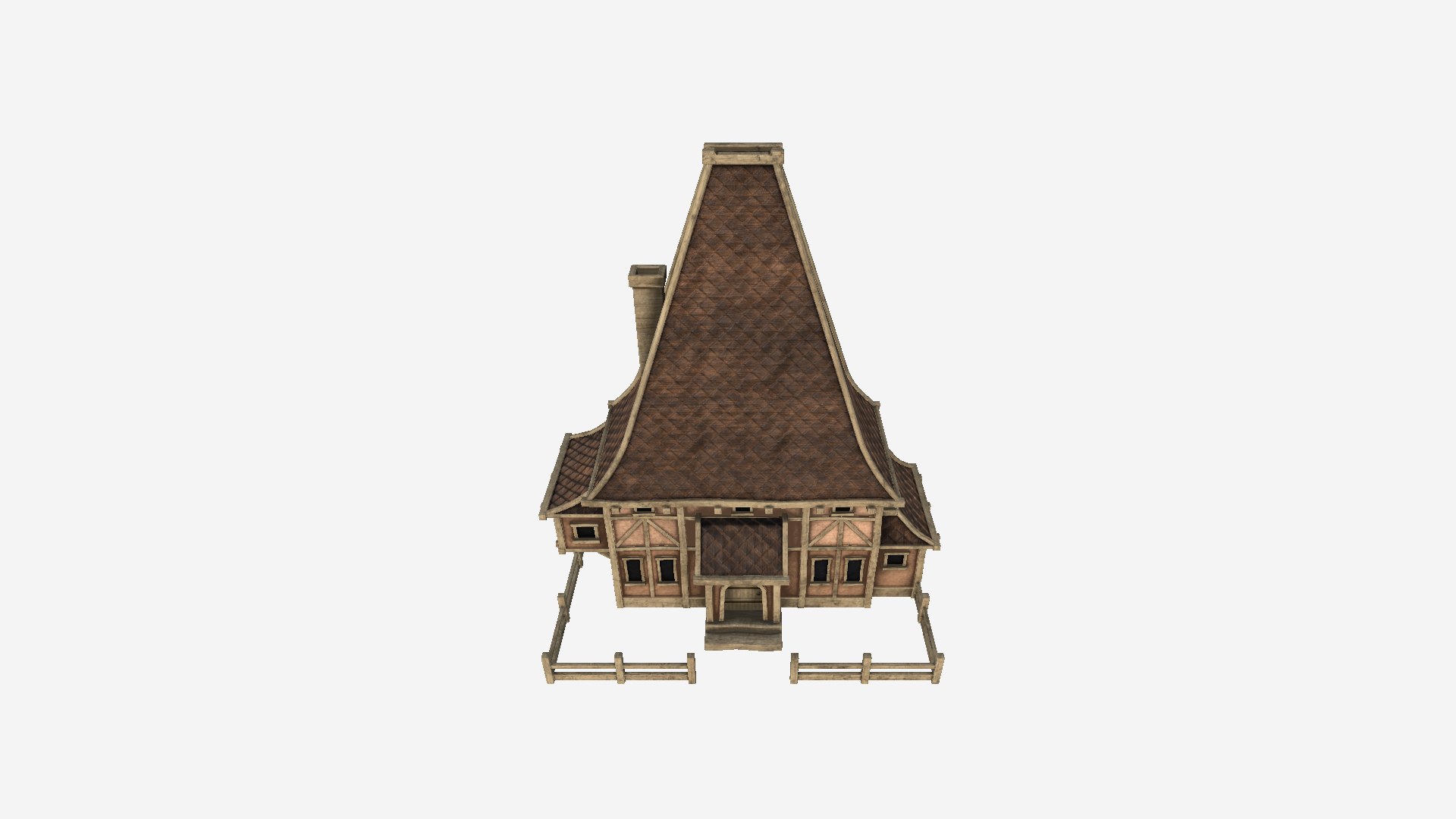 3D Medieval Building A07 Light Wood - Scenery Backdrop House