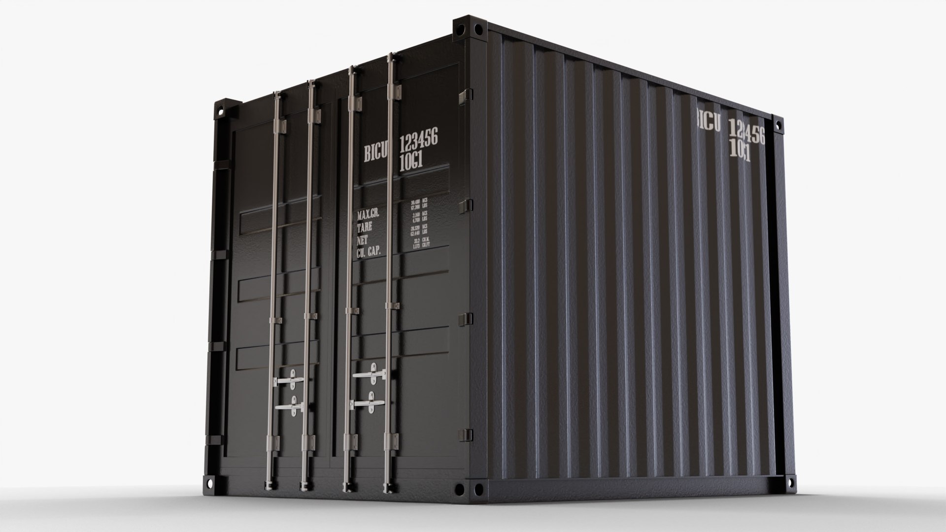 3D model 10Ft Cargo Container - Black - Clean https://p.turbosquid.com/ts-thumb/02/KW6tsk/g4/diffuse_2/jpg/1658564407/1920x1080/fit_q87/a01bed51c25ef2b99ae6e5314ed43ba9198b6bbb/diffuse_2.jpg